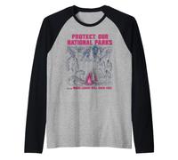 Proteggi i Nostri parchi Nazionali Cryptid Campfire Camping Maglia con Maniche Raglan