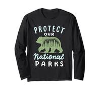 Proteggi i nostri parchi nazionali Orso USA Natura Escur Maglia a Manica