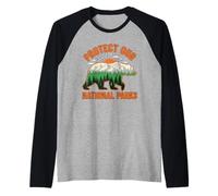 Proteggi i Nostri parchi Nazionali resistere Supporto Natura Bear Lover Maglia con Maniche Raglan
