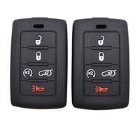 Proteggi la chiave Custodia protettiva per chiave a distanza Smart Fob in gomma siliconica nera a 5 pulsanti per Jeep Grand Cherokee Wagoneer 2021 2022