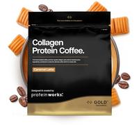 Protein Works | Collagen Protein Coffee - GOLD Innovation, Caffè al Collagene, Collagene Bovino Idrolizzato con Vitamina C, Peptidi Tipo 1 e 3, Caramel Latte, 19 Porzioni, 475g
