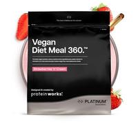 Protein Works | Vegan Diet Meal 360 - Platinum, Panna e Fragole, 2kg | Shake Dietetico Vegan, Supporta Perdita Peso Sana, Miscela Vitamine & Minerali, Tè Verde, 33 Pasti