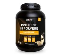 Proteine in Polvere Gainer Massa 1,1 kg Vaniglia - EAFIT | 10 g proteine e 43 g carboidrati per shaker, whey e albume d'uovo, 11 vitamine, 18 shaker aumento massa muscolare