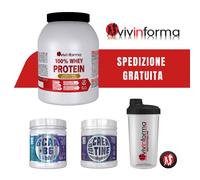 Proteine siero latte con EAA 100% WHEY 750g + Shaker + Creatina + BCAA con B6