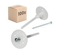 PROTEKTOR 100x Tasselli a vite per isolante, premontati Ø8 x 140mm | Plastica, tassello cappotto termico per isolamento facciata, premontato con vite in acciaio zincato