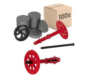 PROTEKTOR 100x Tassello isolamento con chiodo in plastica, kit Ø10 x 100mm | per cappotto termico, tasselli a percussione ETA, per isolamento facciate, tassello a piattello, per polistirolo