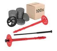 PROTEKTOR 100x Tassello isolamento con chiodo in plastica, kit Ø10 x 200mm | Tassello isolamento termico cappotto, tasselli a percussione ETA, per facciata, polistirolo, con piattello
