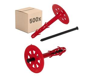 PROTEKTOR 500x Tassello isolamento con chiodo in plastica, kit Ø10 x 160mm | 500x tasselli isolamento Ø10x160mm, per cappotto, a percussione ETA, facciate, pannelli isolanti, polistirolo