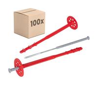 PROTEKTOR Tasselli isolanti 100 pezzi Ø10x260mm con chiodo in acciaio per ETICS e per il fissaggio dell'isolamento delle facciate, tasselli antiurto certificati ETA tasselli termici