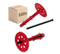 PROTEKTOR Tasselli isolanti 500 pezzi Ø10x100mm con chiodo in plastica per ETICS e per il fissaggio dell'isolamento delle facciate, tasselli antiurto certificati ETA tasselli termici