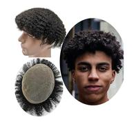 Protesi Capelli Uomo 10 * 8 Sistema di sostituzione dei capelli for uomo 8mm Afro Curl Uomini Toupee Piena del merletto Pezzi di capelli Protesi for capelli Base for unità di capelli Toupee da Uomo