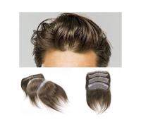 Protesi Capelli Uomo Parrucca frontale da uomo con attaccatura dei capelli #7, capelli umani castani, con anello a V, 0,06 mm, in pelle PU sottile Toupee da Uomo(16x1.8cm)