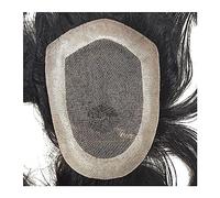 Protesi Capelli Uomo Parrucchino da uomo Unità di sistema di capelli umani Merletto svizzero e NPU intorno a posticci da uomo Protesi for capelli maschili durevoli con onda da 30 mm (1B#Nero naturale