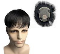 Protesi Capelli Uomo Parrucchino for capelli umani naturali con 4 clip su parrucca da uomo for capelli corti Pezzi maschili for calvizie da uomo Sistema di sostituzione al 100% protesico Toupee da Uom