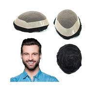 Protesi Capelli Uomo Parrucchino mono fine durevole for protesi di capelli maschili 6" Capelli umani Remy Parrucchino da uomo # 1B Sistemi di sostituzione dei capelli neri Parrucca naturale densa al 1