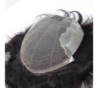 Protesi Capelli Uomo Protesi capillare for capelli umani con parte superiore in pizzo morbido e sistema di sostituzione dei capelli for uomo in pelle sottile PU Toupee da Uomo(7x10)