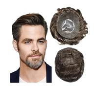 Protesi Capelli Uomo Sistema di sostituzione dei capelli grigi misti da 6 pollici for capelli umani 0,1-0,12 mm Parrucchino tutto iniettato in PU for uomo Protesi capillare for capelli Unità parrucca