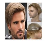 Protesi Capelli Uomo Sostituzione for uomo Sistema di capelli umani Ombre Biondo Parrucchino for capelli umani for uomo Merletto svizzero Pelle sottile PU 8X10 Parrucche for capelli lisci da uomo Toup