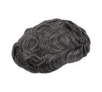 Protesi Capelli Uomo Topper for capelli umani naturali con capelli grigi for uomo, toupee for capelli, protesi capillare for uomo, pizzo svizzero, parrucche in PU for capelli umani indiani for uomo To