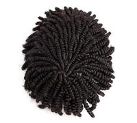 Protesi capillare da uomo con base in pelle da 0,1 mm, intrecciata all'uncinetto, for dreadlock, con capelli umani, 6" Attaccatura Capelli Sottile(Natural Black,6x9)