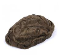 Protesi dei capelli degli uomini 0.1Mm Parrucca Della Pelle Durevole Parrucche 100% Naturale Sistema Dei Capelli Umani Protesi Capillare 30mm Onda 6x8 # 130 # 7