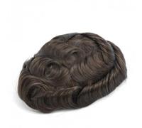 Protesi dei capelli degli uomini 0.1Mm Parrucca Della Pelle Durevole Parrucche 100% Naturale Sistema Dei Capelli Umani Protesi Capillare 30mm Onda 6x8 # 130 # 5