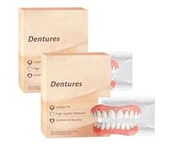 Protesi Dentarie Complete (Arcata Superiore e Inferiore), Kit di Ribasatura, Set di Decorazione per Protesi, Faccette Dentali a Incastro (Snap-in), Morbide e Confortevoli (2 set)