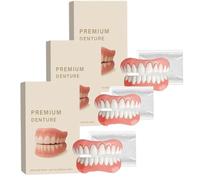 Protesi dentarie di alta qualità, set di protesi dentarie in silicone per una vestibilità comoda, adesivi per la rifoderatura di protesi dentarie, set di dentiere finte per uomini e donne (3 set)