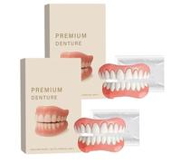Protesi dentarie di alta qualità, set di protesi dentarie in silicone per una vestibilità comoda, adesivi per la rifoderatura di protesi dentarie, set di dentiere finte per uomini e donne (2 set)