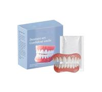 Protesi dentarie in silicone a bocca completa denti superiore e inferiore, morbido e confortevole set di protesi falsa misura sopra i denti esistenti