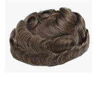 Protesi per capelli da uomo 0.12-0.14Mm Iniezione Pelle Toupee Parrucca 6 pollici Capillare Protesi Parrucche 30mm Onda 6x9#120#6 Marrone Chiaro