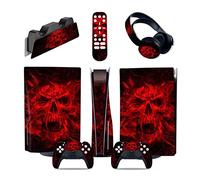 Protettivo 14543 Per PS5 Console Disc Edition & Digital Edition Sticker Vinyl Decal Cover Per Ps5 Controller & Charging Station & Headset & Media Remote Senza Bolle E Senza Residui(Disc Version)