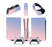 Protettivo 79510 Per PS5 Console Disc Edition & Digital Edition Sticker Vinyl Decal Cover Per Ps5 Controller & Charging Station & Headset & Media Remote Senza Bolle E Senza Residui(Disc Version)