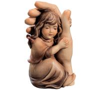 Protettivo Mano Con Ragazza H 13 CM Angelo Custode Figura IN Legno D'Acero