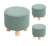 Protettore a poggiapiedi quadrati e rotondi morbidi con fondo elastico per ufficio, sala da pranzo, bar, cuscino della sedia da sposa, decorazioni per la casa rimov Matcha color Round stool cover2pcs