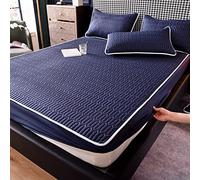 Protettore del Materasso Insinisci Copertura del Materasso Spessa Cucitura Trapuntata da Letto a Letti Stampati con Letti Grandi Fogli Senza federe, Blu Scuro, 90x200x25cm