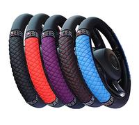 Protettore del volante Coprivolante Universale Per Auto 37-38cm Coprivolante Elastico Con Borchie Diamantate Color Ricamato In Pelle Four Seasons Decorativo Protezione(1)