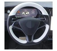 Protettore del volante Per Tesla Per Model-3 2017 2018 2019 2020 Coprivolante Per Auto Cucito A Mano Antiscivolo In Pelle Nera Decorativo Protezione(6)