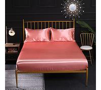 Protettore Materasso Sarto Elastico Argento Fogli di Raso a Colore Solido Fogli per Letti matrimoniali a Letti a Letto, 9.153x203x35cm 1 Pezzi