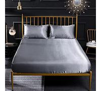 Protettore Materasso Sarto Elastico Argento Fogli di Raso a Colori Solidi Fogli per Letti matrimoniali a Letti a Letto, 5.198x203x35cm 1 Pezzi