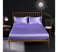 Protettore Materasso Sarto Elastico Argento Fogli di Raso a Colori Solidi Fogli per Letti matrimoniali a Letto federe, 4.138x190x35cm 1 Pezzi