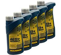 Protezione Anti Gelo Avanzato Antigelo -40°C Mannol 5x 1 Litro Giallo Frost