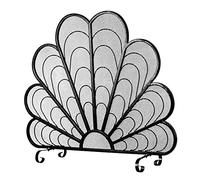 Protezione antincendio Parascintille Schermi per camini in ferro dorato a pannello singolo, Parascintille vintage con rete metallica, Design con piume di pavone, Parascintille in rete metallica