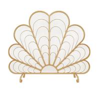 Protezione antincendio per Camino a Prova di Camino, Pannello Singolo, Protezione per Camino in Rete Metallica Piatta, Stile Vintage con Rete Metallica a Forma di Piuma di Pavone,