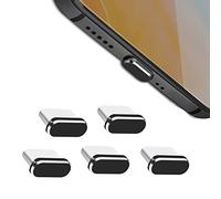 Protezione antipolvere USB tipo C, confezione da 5 tappi antipolvere USB C, con mini custodia per il trasporto tipo C, compatibile con Samsung S20 OnePlus Nord 8 7T Pro Xiaomi 10, nero