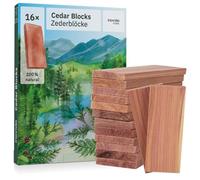 Protezione Antitarme in Legno di Cedro per Armadio: 16 Blocchi Profumati in Cedro contro le Tarme - Deodorante Naturale per Guardaroba - Profumo per Armadio - Cedarwood di Inovida