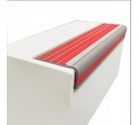 Protezione autoadesiva in gomma per i bordi delle scale, si illumina al buio, larghezza 5 x 2,5 cm, colore rosso, 1 m