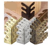 Protezione del battiscopa in metallo Protezione angolare for battiscopa vintage in ottone massiccio, staffe angolari for battiscopa, bordo di sicurezza for scatola di gioielli in legno(12pcs black)