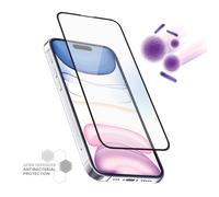 Protezione dello schermo in vetro temperato con bordo curvo antibatterico per Apple iPhone 15 Pro, nero - Nouvo