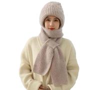 Protezione dell'udito integrata, antivento, calda, invernale, con cappuccio, per donna, 2 in 1, con sciarpa, per orecchie da donna, antivento, a, Taglia unica